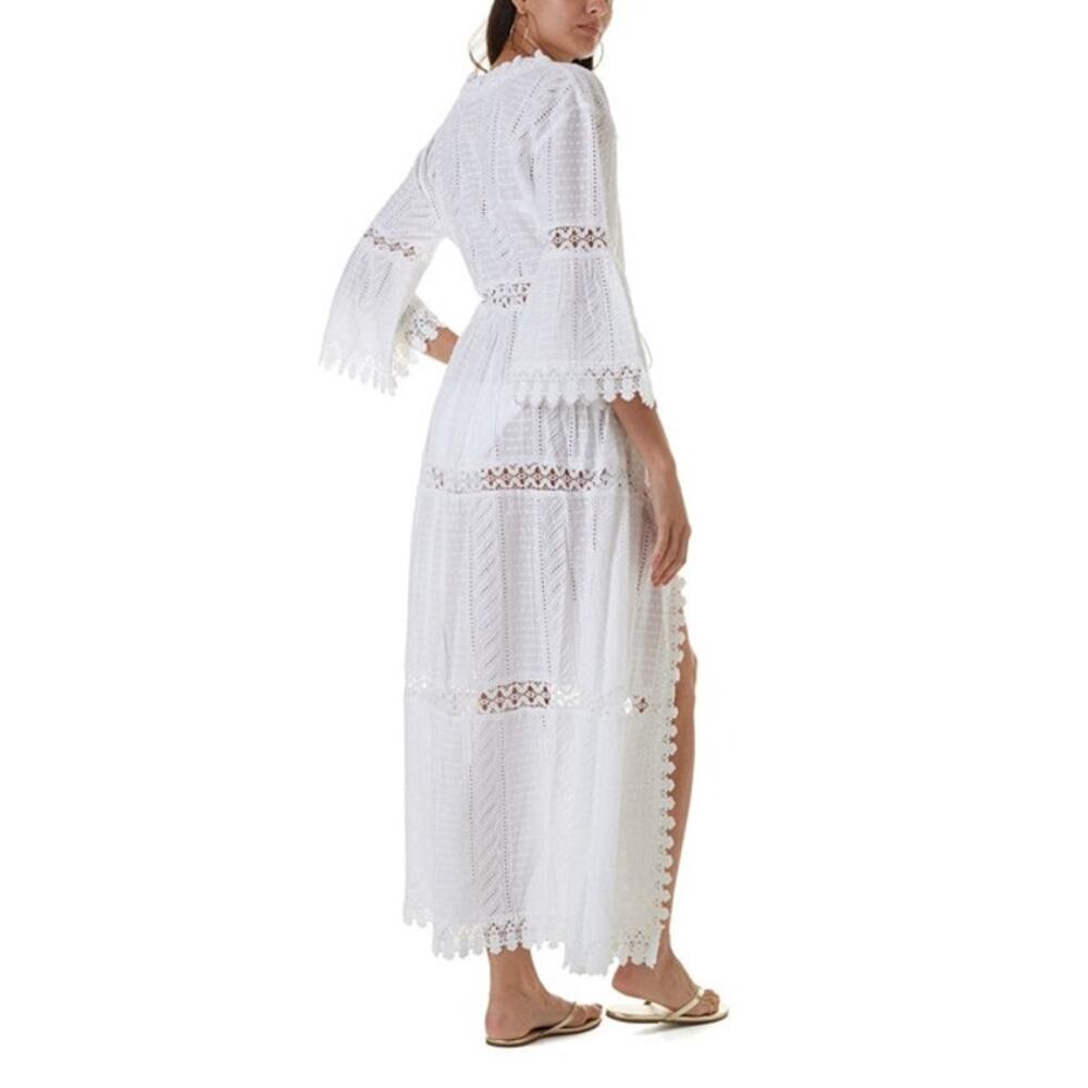 MELISSA ODABASH ROBBI WHITE LONG KAFTAN - Picture 3 of 5